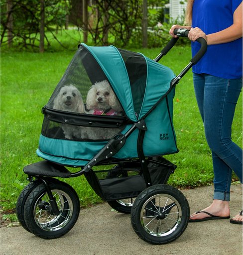 Pet Gear Double No-Zip Pet Stroller, Pine Green