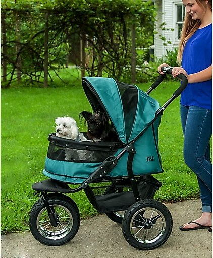 Pet Gear Double No-Zip Pet Stroller, Pine Green