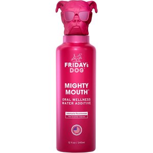 Friday's Dog Mighty Mouth Oral Wellness Breath Freshener Dog Dental Water Additive, 12-oz bottle