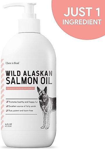 Chew + Heal Pure Wild Alaskan Omega Salmon Oil Skin & Coat Liquid Supplement for Dogs, 16-oz bottle