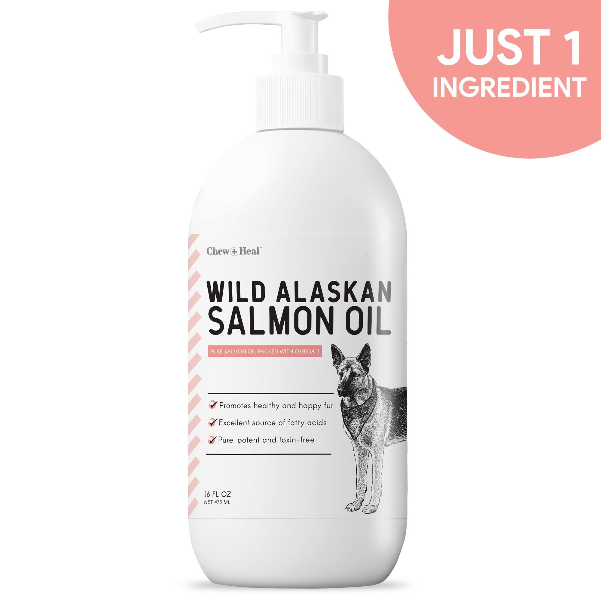 CHEW + HEAL Pure Wild Alaskan Omega Salmon Oil Skin & Coat Liquid