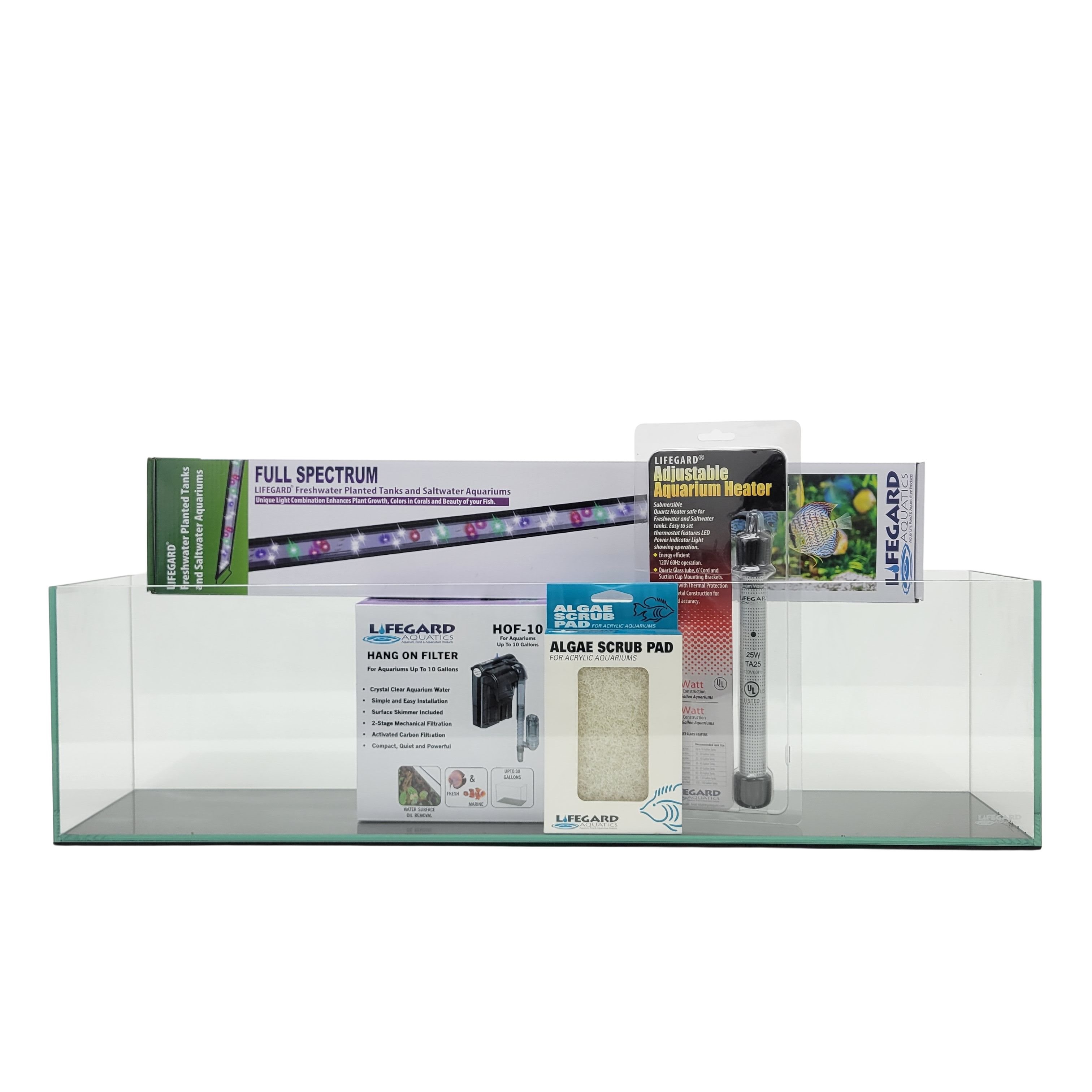 LIFEGARD Clear Glass Bookshelf Aquarium with HOF-2 Filter, 5-mm ...