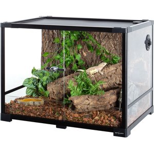 OiiBO Tempered Glass Reptile Terrarium, Black, 34-gallon