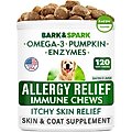 Bark&Spark Allergy Relief Immune Skin & Coat Support Bacon Flavor Chew Supplement for Dogs, 120 count