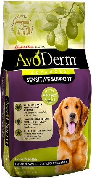 AvoDerm Advanced Sensitive Support Lamb & Sweet Potato Formula Grain-Free Adult Dry Dog Food, 4-lb bag slide 1 of 6