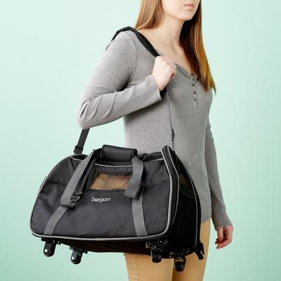 Show full view: Bergan Wheeled Comfort Airline-Approved Dog & Cat Carrier Bag, Black slide 3 of 10