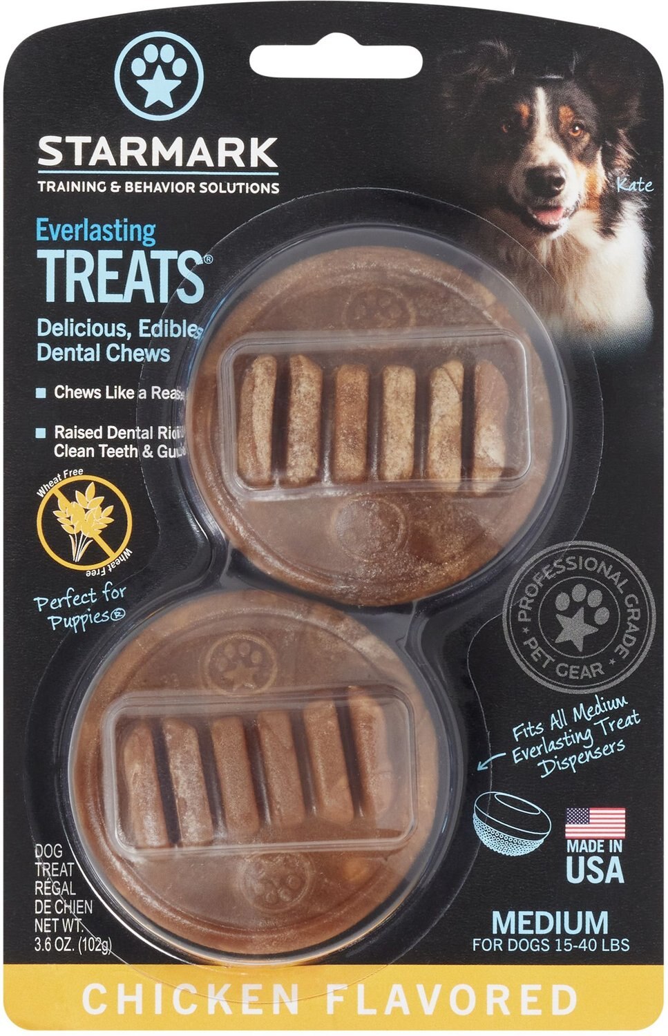 STARMARK Everlasting Chicken Flavored Dental Dog Treats, Medium, 2 count