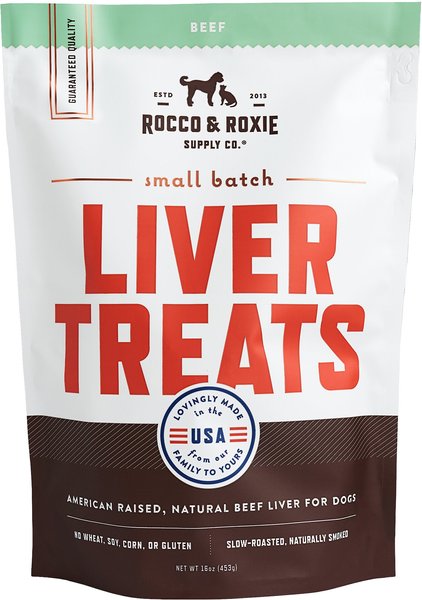 Rocco & Roxie Supply Co. Grain-Free Gourmet Beef Liver Dog Treats, 16-oz bag slide 1 of 7