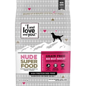 I and Love and You Nude Super Food Grain-Free Red Meat Medley Dry Dog Food, 23-lb bag