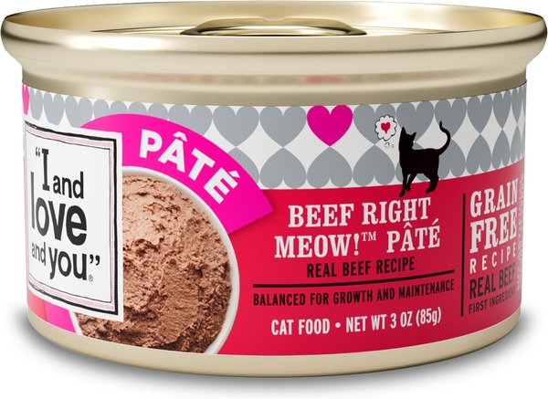 I and Love and You Beef Right Meow Pate Grain-Free Canned Cat Food, 3-oz, case of 24 slide 1 of 10