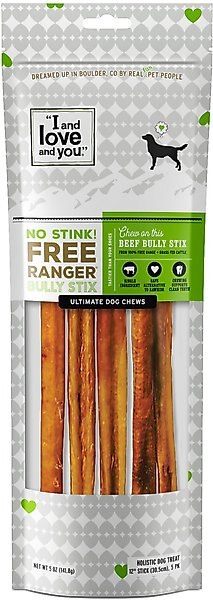 I and Love and You Free Ranger Beef Bully Stix Grain-Free Dog Chews, 12-in, 5 pack slide 1 of 10