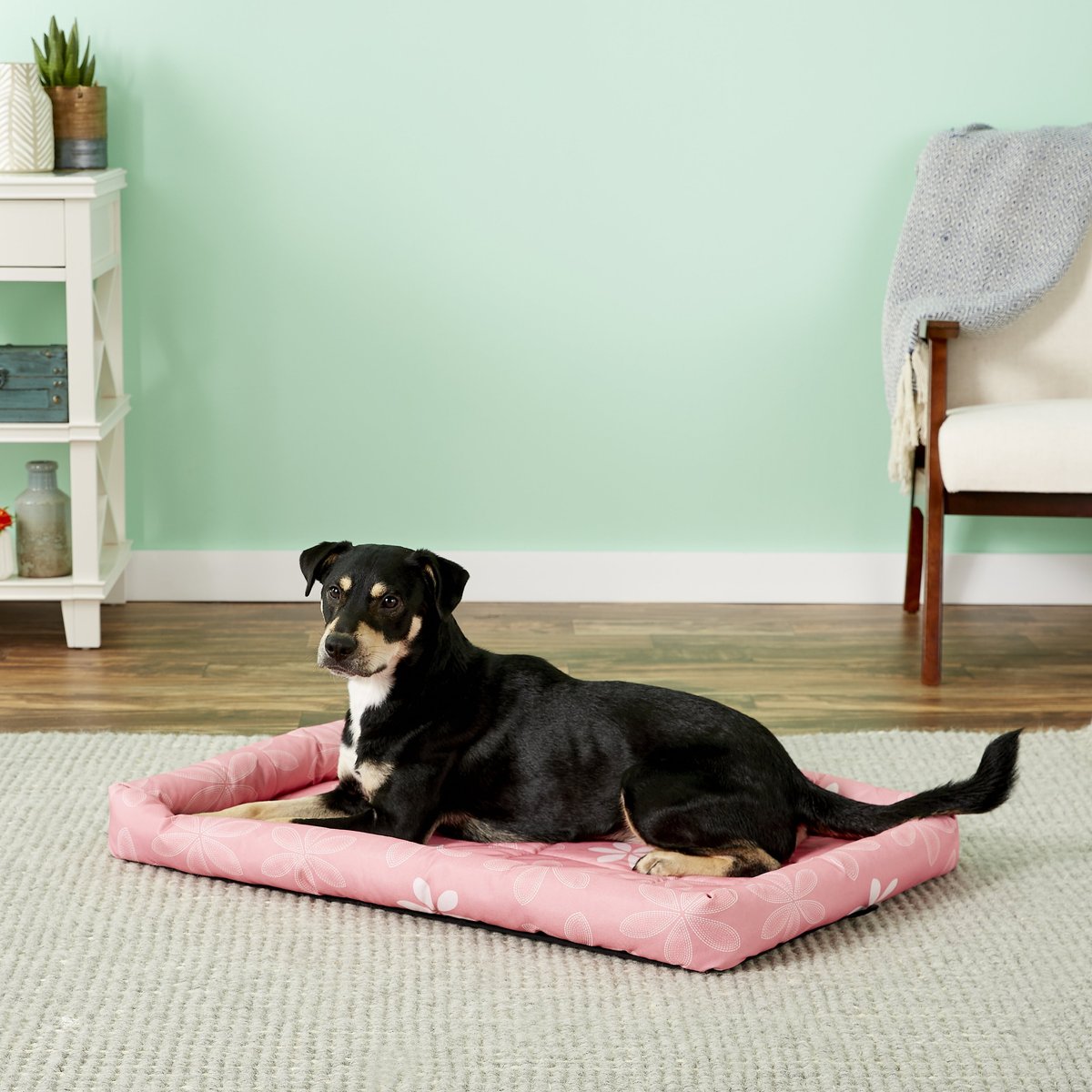 MIDWEST Paradise Teflon Fabric Protector Dog Crate Mat, Pink Floral, 36