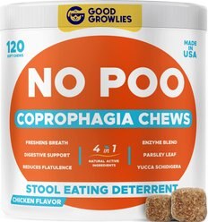 GoodGrowlies Chew No Poo Coprophagia Natural Stool Eating Deterrent & Breath Aid Chew Supplement for Dogs, 120 count