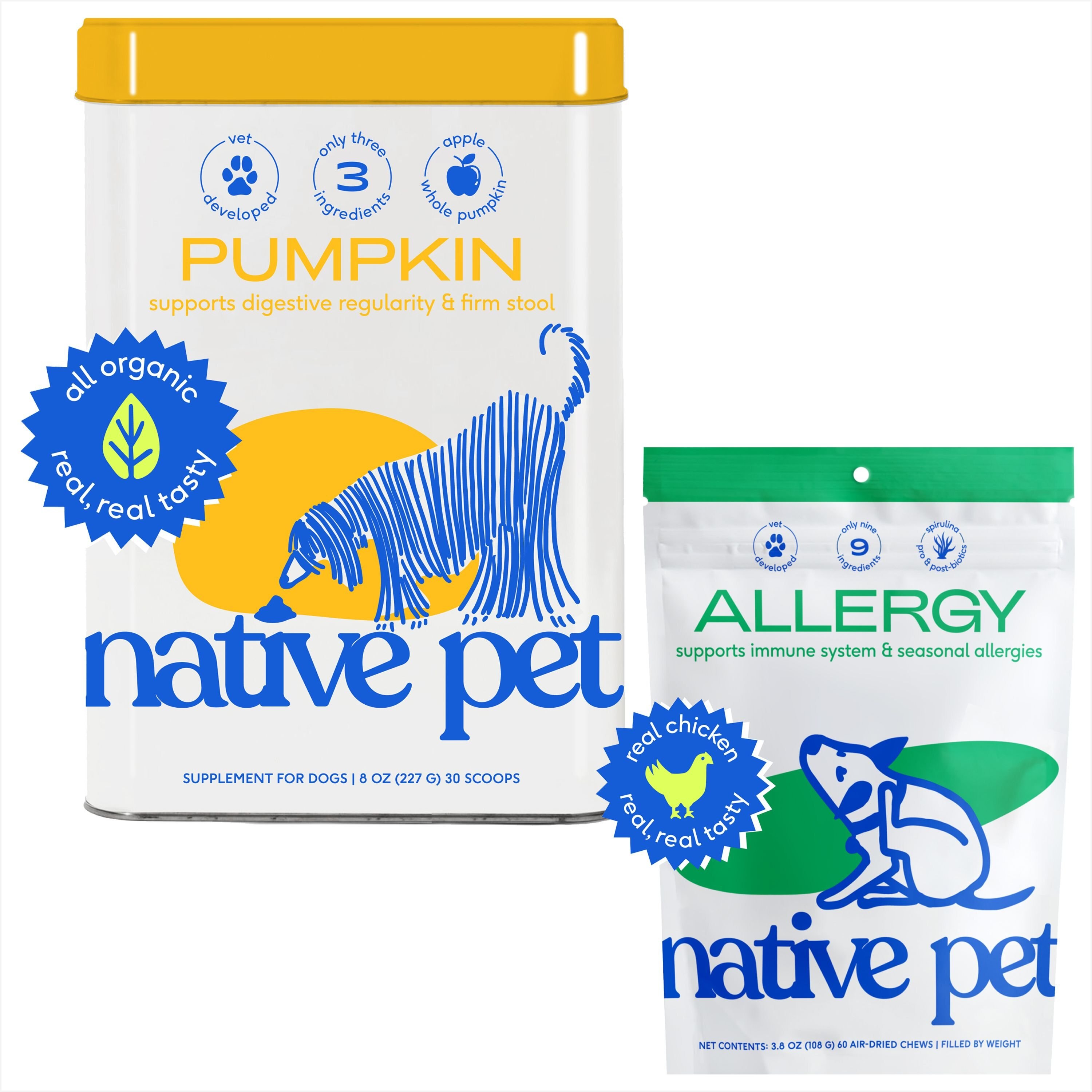 NATIVE PET Organic Pumpkin Fiber Powder Digestive Supplement for Dogs