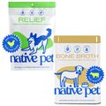 Native Pet Relief Chicken Joint Supplement, 60 count + Beef Bone Broth Powder Dog & Cat Food Topper, 4.75-oz