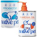 Native Pet Vet-Formulated Probiotics & Prebiotic, 8.2-oz canister + Omega 3 Fish Oil Skin & Coat Health Dog Supplement, 8-oz