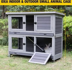 Aivituvin AIR06-A Small Pet Indoor/Outdoor Hutch, Gray, Two Story slide 2 of 7