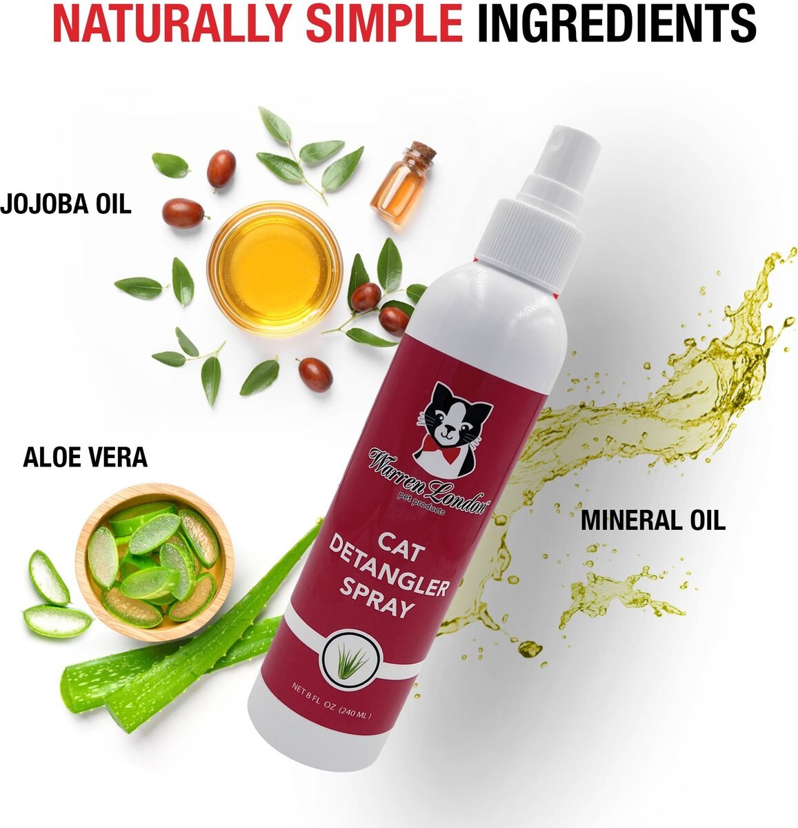 WARREN LONDON Unscented Cat Detangler Spray, 8oz bottle