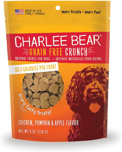 Charlee Bear Natural Bear Crunch Grain-Free Chicken, Pumpkin & Apple Dog Treats, 8-oz bag slide 1 of 9