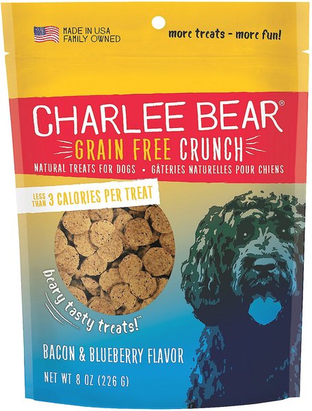 Charlee Bear Natural Bear Crunch Grain-Free Bacon & Blueberry Dog Treats, 8-oz bag slide 1 of 9