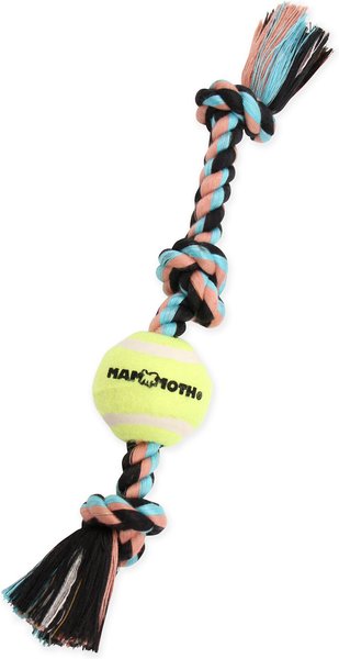 Mammoth Color 3 Knot Rope Tug with Tennis Ball for Dogs, Color Varies, Mini slide 1 of 6