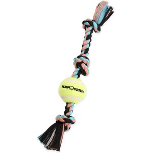 Mammoth Color 3 Knot Rope Tug with Tennis Ball for Dogs, Color Varies, Mini