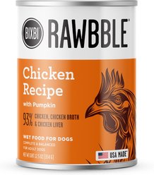 BIXBI Rawbble Grain-Free Canned Chicken Recipe Wet Dog Food, 12.5-oz can, case of 12