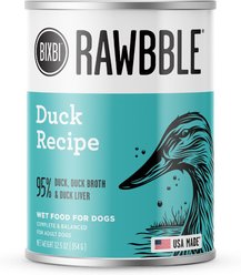 BIXBI Rawbble Grain-Free Canned Duck Recipe Wet Dog Food, 12.5-oz can, case of 12