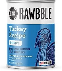BIXBI Rawbble Grain-Free Canned Turkey Recipe Wet Dog Food for Puppies, 12.5-oz can, case of 12