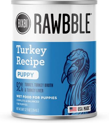 BIXBI Rawbble Grain-Free Canned Turkey Recipe Wet Dog Food for
