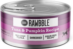 BIXBI Rawbble Tuna & Pumpkin Shreds in Broth Wet Food for Cats, 5-oz can, case of 24