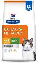 Hill's Prescription Diet c/d Multicare + Metabolic Chicken Flavor Dry Cat Food, 12-lb bag