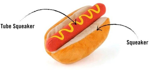 P.L.A.Y. Pet Lifestyle and You American Classic Hot Dog Plush Squeaky Dog Toy, X-Small