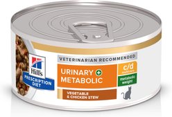 Hill's Prescription Diet c/d Multicare + Metabolic Vegetable & Chicken Stew Canned Cat Food, 2.9-oz, case of 24