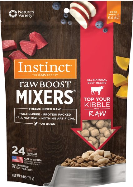 Instinct Raw Boost Mixers Beef Recipe Grain-Free Freeze-Dried Dog Food Topper, 6-oz bag slide 1 of 11