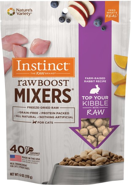Instinct Raw Boost Mixers Rabbit Recipe Grain-Free Freeze-Dried Cat Food Topper, 6-oz bag slide 1 of 11