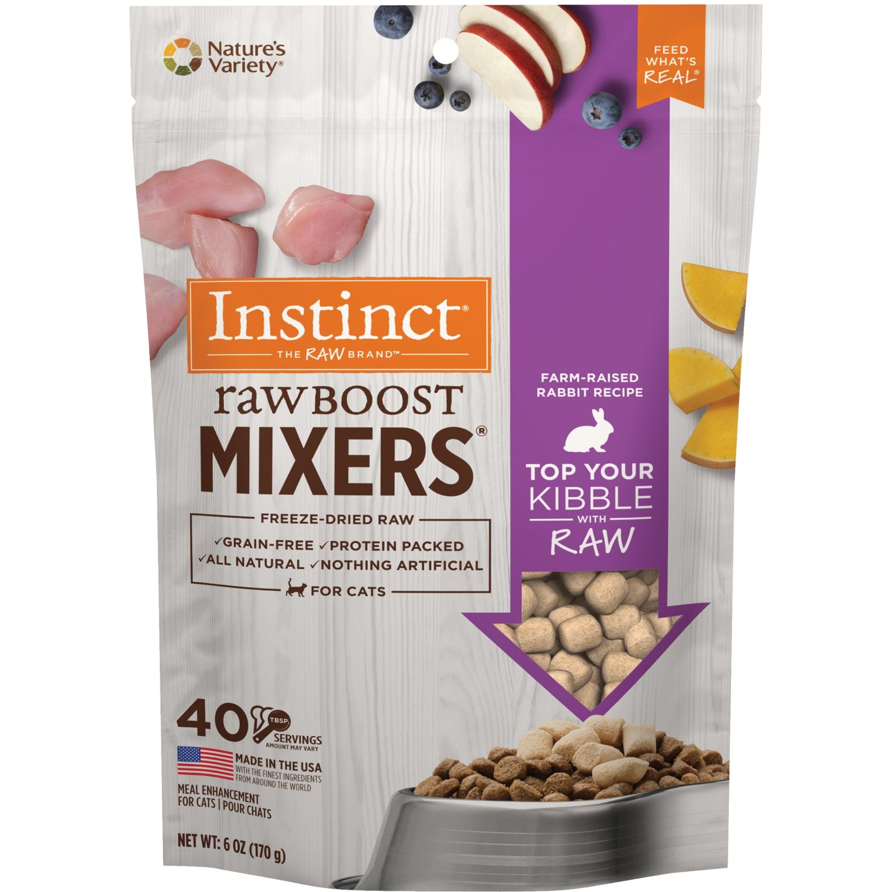 Instinct Raw Boost Mixers Rabbit Recipe Grain Free Freeze Dried Cat Food Topper