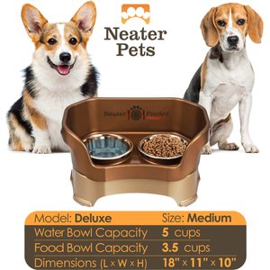 AHX Elevated Dog Food Water Bowl - Raised Dog Bowls with Stand