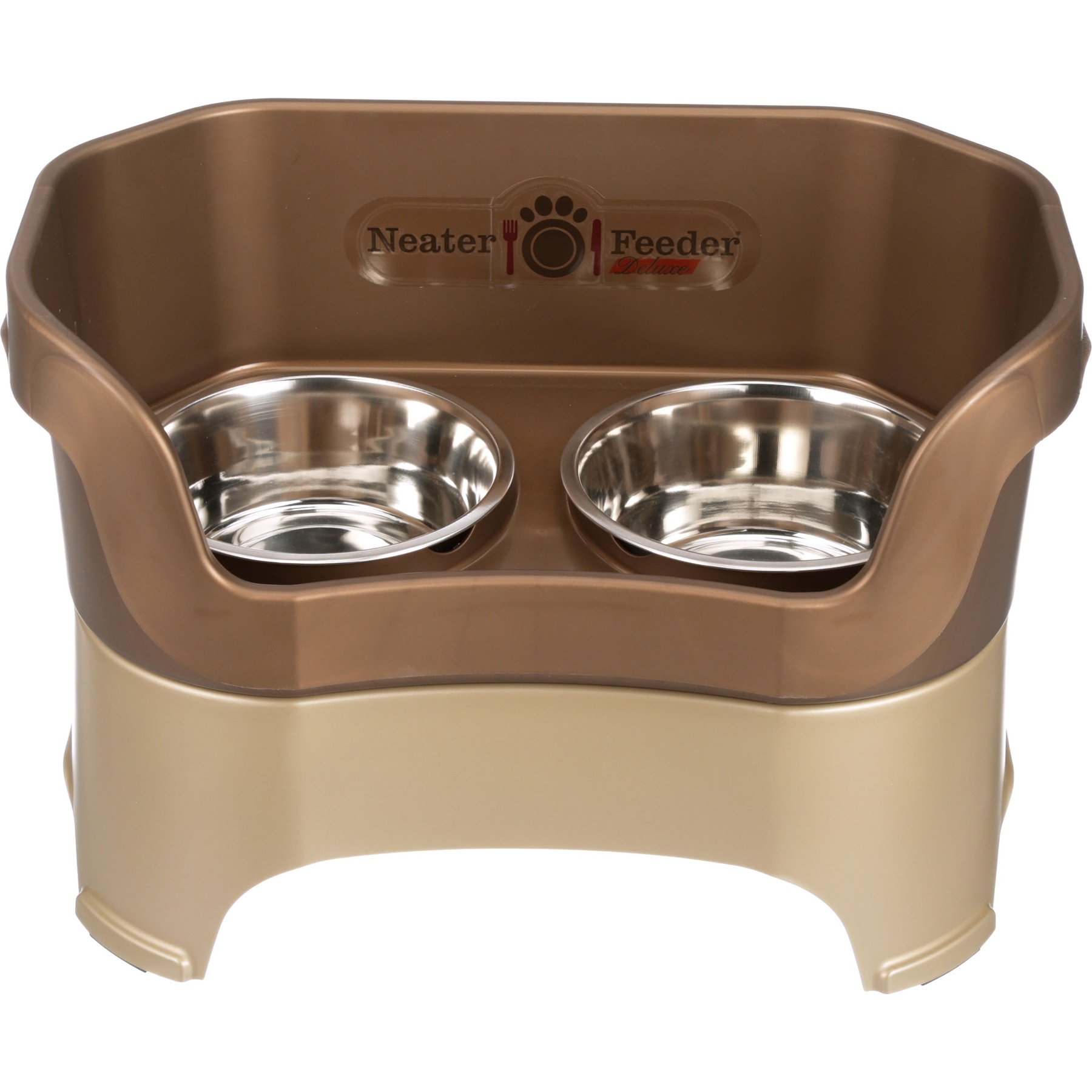 Elevated Large Dog Bowl Set - Raised Dog Food and Water Bowl with Non Slip  Stand - Heavy Weighted Double Ceramic Dog Feeding Bowls - Extra Wide Deep