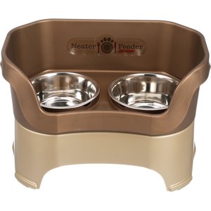 Neater Pets Neater Feeder Deluxe Elevated & Mess-Proof Dog Bowls, Bronze, 7-cup & 9-cup