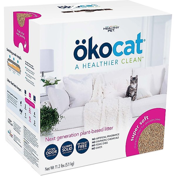 OKOCAT Super Soft Clumping Wood Unscented Cat Litter, 11.2lb box