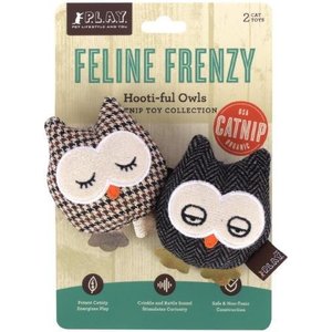 P.L.A.Y. Pet Lifestyle and You Feline Frenzy Hootiful Owls Plush Squeaky Cat Toy