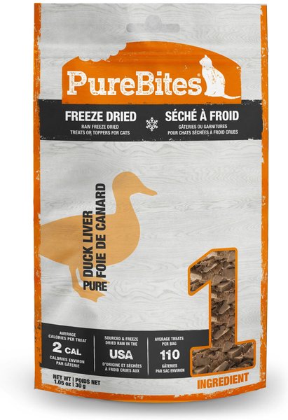 PureBites Duck Freeze-Dried Raw Cat Treats, 1.05-oz bag slide 1 of 8