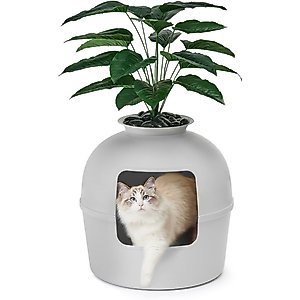 Bundle & Bliss Secret Litter Box Hidden Cat Litter Box Plant, Soft Grey