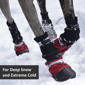 Muttluks Deluxe Winter Dog Boots with Waterproof Fabric, 4 Boots, Black, XX-Large