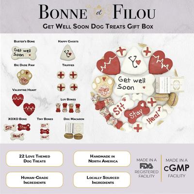 Show full view: Bonne et Filou Human-Grade Get Well Soon Dog Treats Gift Box, 21 count slide 5 of 9