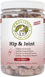Wholistic Pet Organics Hip & Joint Soft Chews Supplement for Dogs & Cats, 240 count