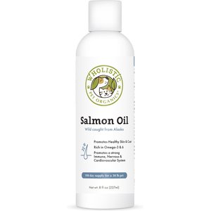 Wholistic Pet Organics Wild Salmon Oil Liquid Supplement for Dogs & Cats, 8-oz bottle