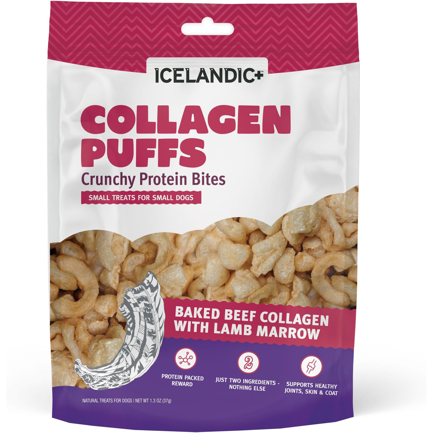 ICELANDIC+ Beef Collagen & Marrow Puffs Bites Small Dehydrated Dog 