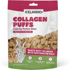 Icelandic+ Beef Collagen & Kelp Puffs Bites Small Dehydrated Dog Treats, 1.3-oz bag